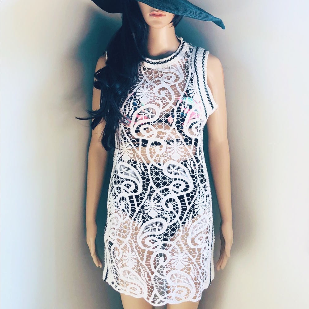 White Crochet Swim Cover Up!
